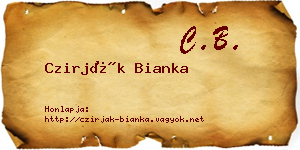 Czirják Bianka névjegykártya