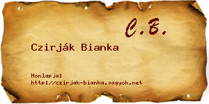 Czirják Bianka névjegykártya